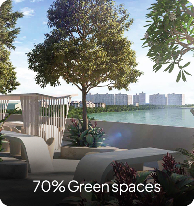 Aerial view of Riverdale Township, Kharadi Pune — showcasing 70% open green spaces integrated within luxury residential planning.