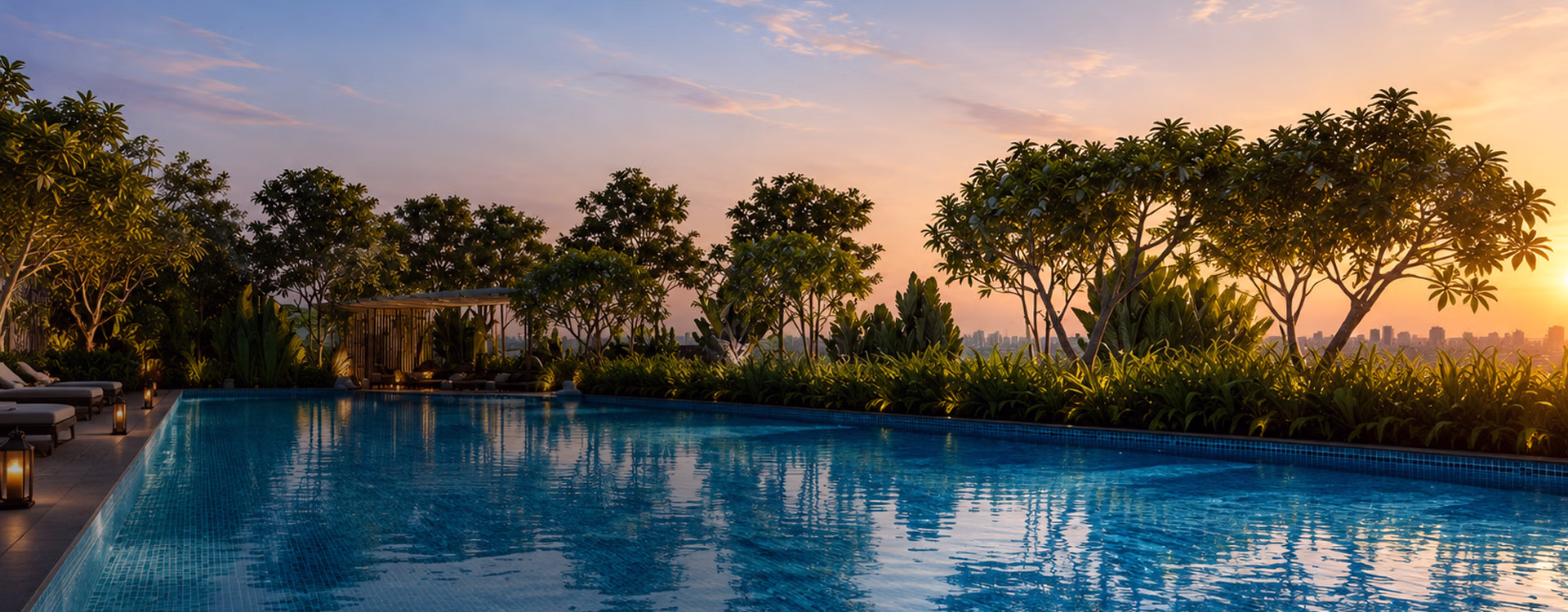 4 pools. 
3 yoga decks.